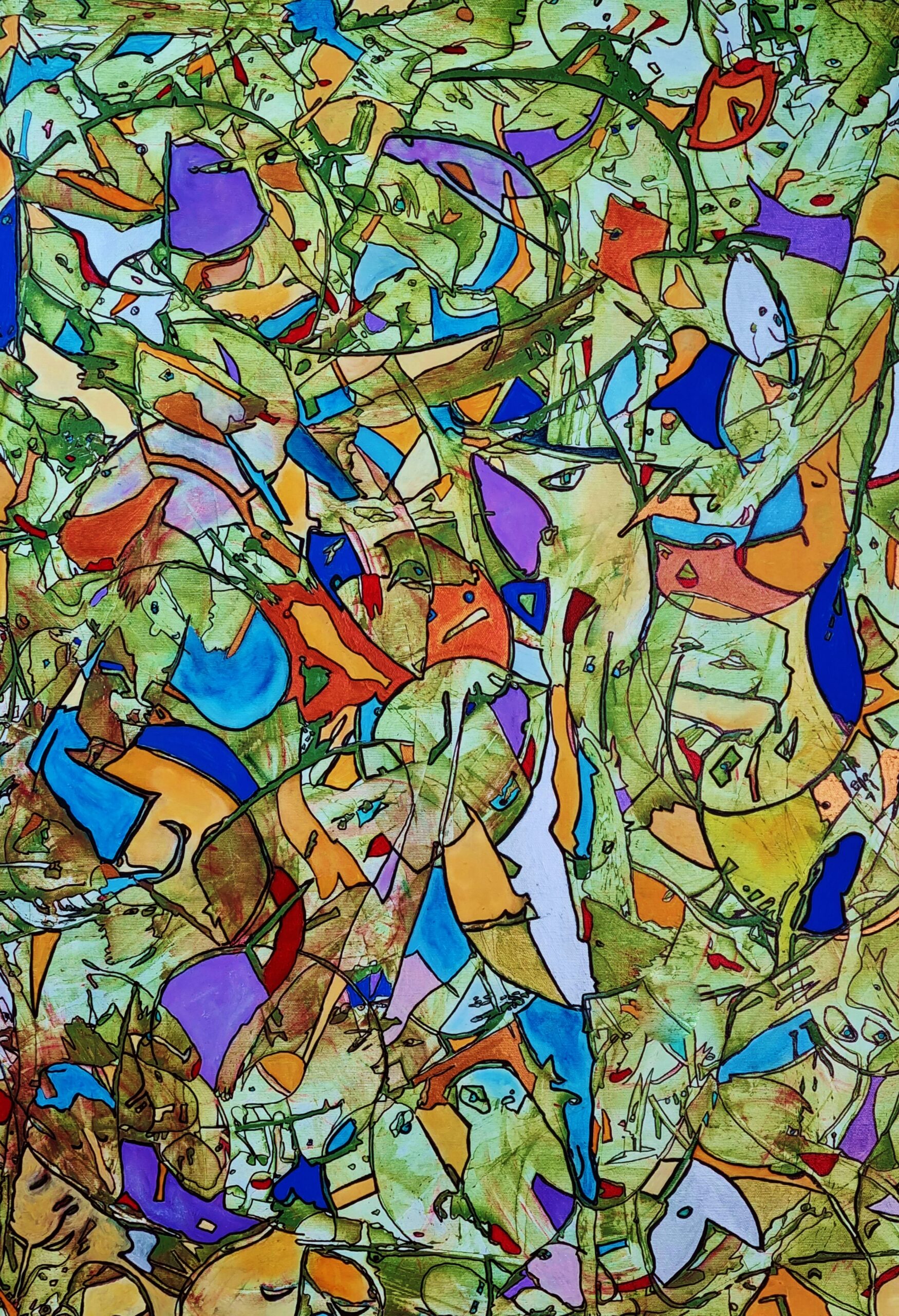 DUBBIE PROSPETTIVE_acrilico, colla,olio su tela_100x70_frontale_2021