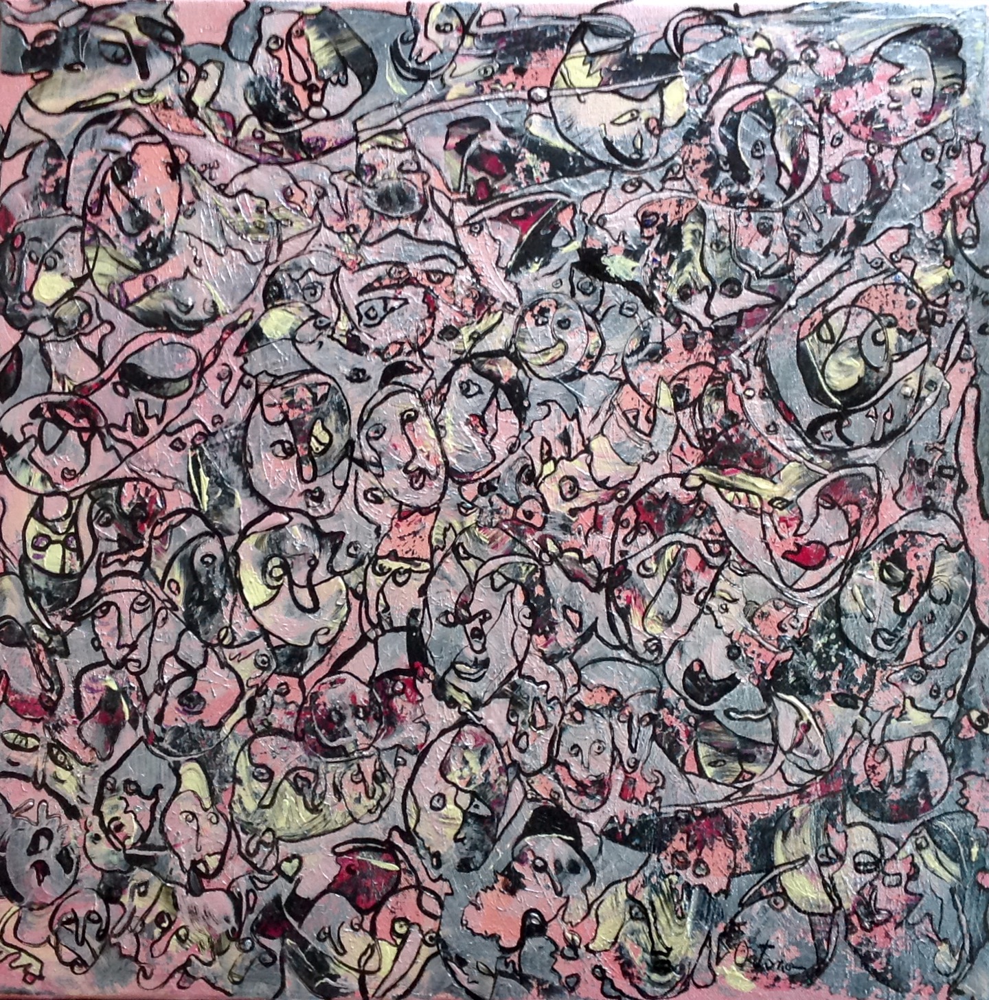I puri e gli impuri_acrilico e colla su tela 50x50_2022