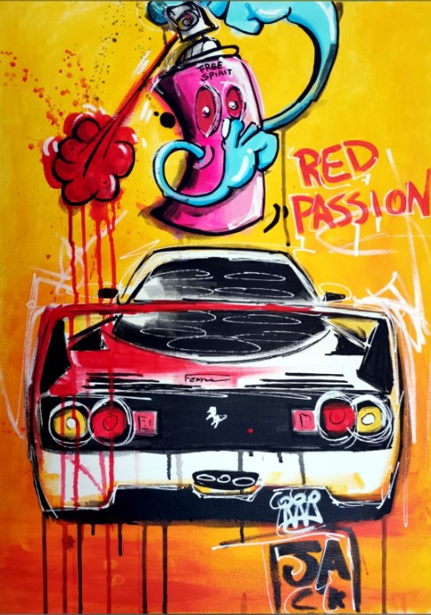 Red passion_acrilico su tela 70×50 Anno_ 06_2021