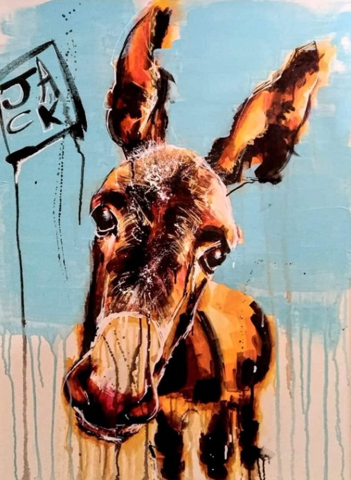 Te set un asen_ acrilico su tela 80×60 Anno_09_2020