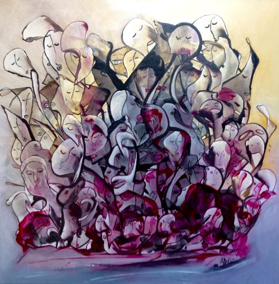 Disagio contemporaneo_acrilico e olio su tela 80x80x3 Serie Tractus_2022