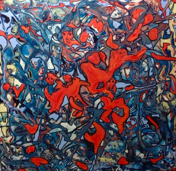 Mutazione antropologica_Serie Tractus_acrilico su tela_50x50x3_2021