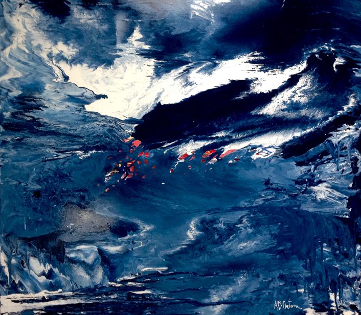 Nella bellezza del mare l_oblio_2019_smalti su tela_100x100_2019