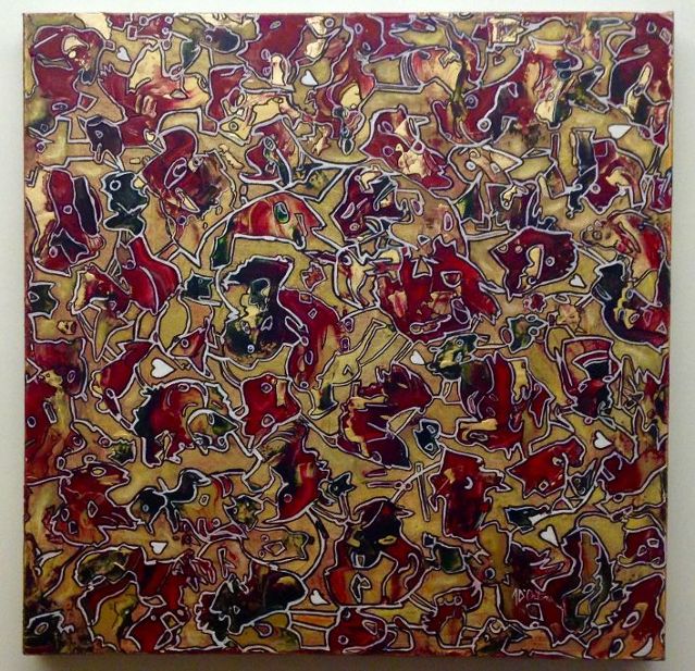 Women inclusion_ Serie Tractus_acrilico olio e marker su tela_60x60x3_frontale_2021