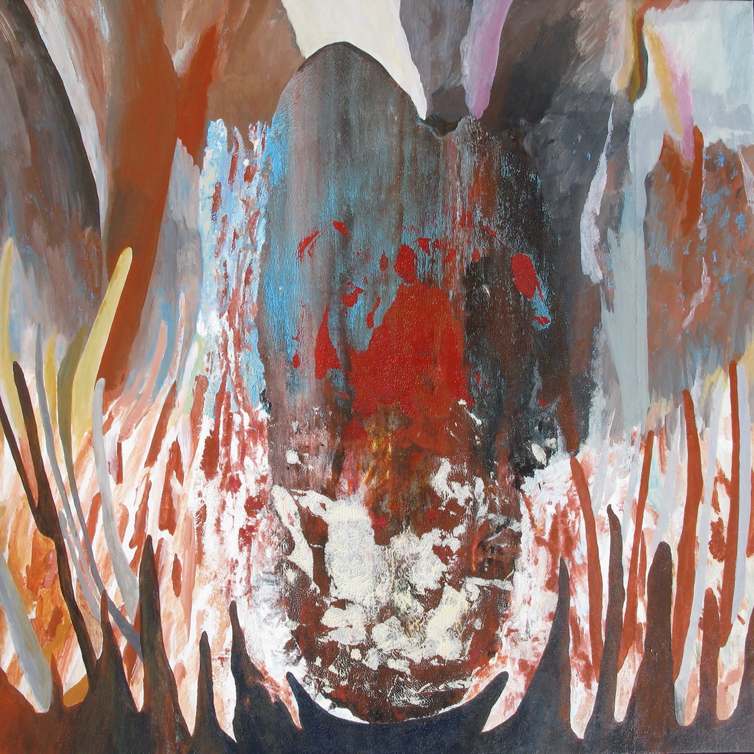 Viaggio senza ritorno, (inf. canto III), 2021, acrilico su tela, cm 90 x 90