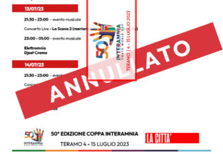 INTERAMNIA WORLD CUP: ANNULLATI GLI EVENTI MUSICALI IN PIAZZA SANT’ANNA